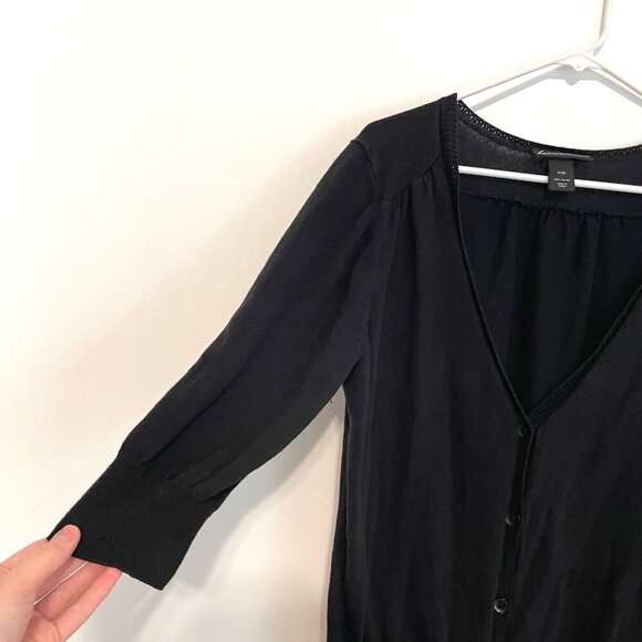 LANE BRYANT Plus Size Black V-Neck 3/4 Sleeve 100% Cotton Cardigan Sweater 18 20 - Picture 6 of 13